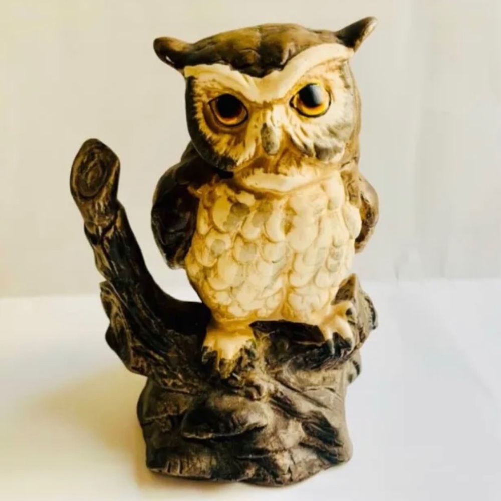 Enesco Owl figurine numbered E5138 Ceramic 70s Retro Vintage Farmhouse Forest